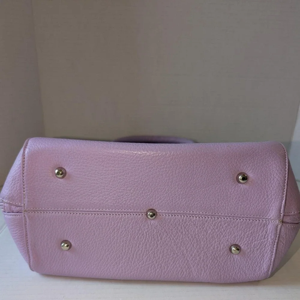 Lilac Leather Dome Satchel Handbag